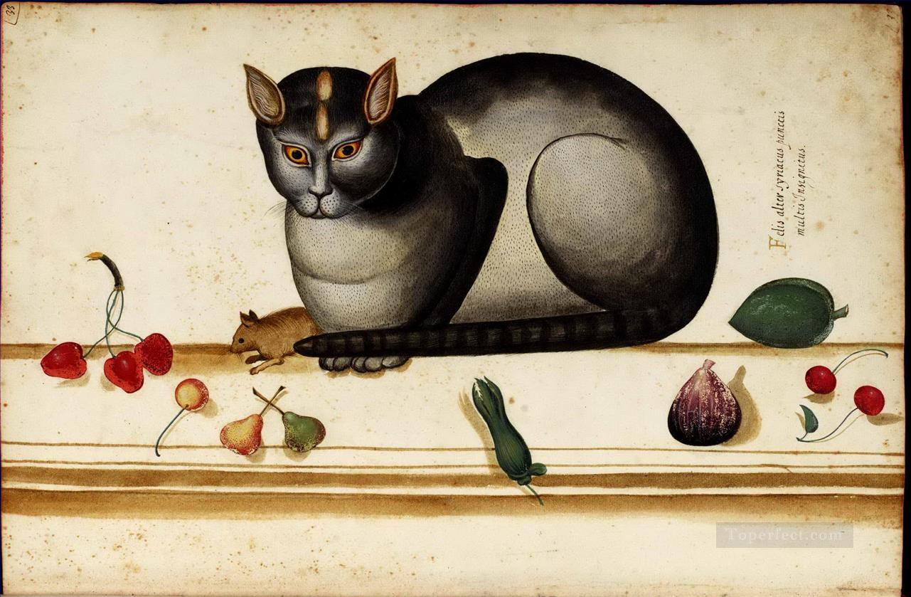 イタリア猫ネズミと静物画油絵